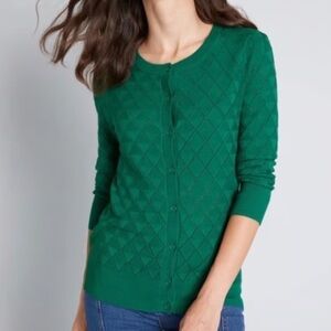 ModCloth Cardigan Womens XXS Green Button Up Minimalist Festive Casual Cozy